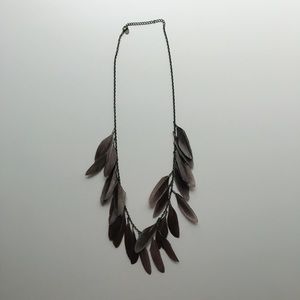 Icing Brown Feather Statement Necklace